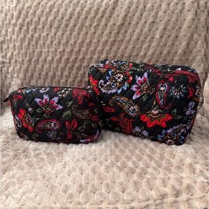 Vera Bradley Black and Red Paisley Cosmetic Bag Duo